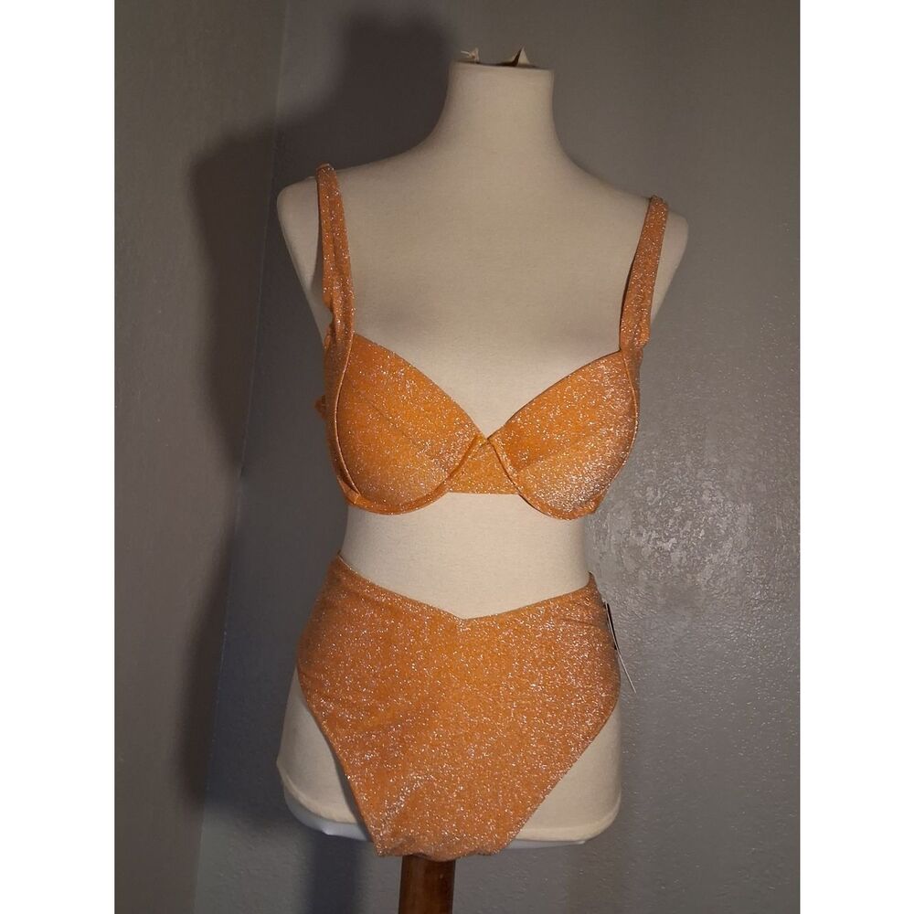 PINK Victoria's Secret Shimmer Orange Bikini Set